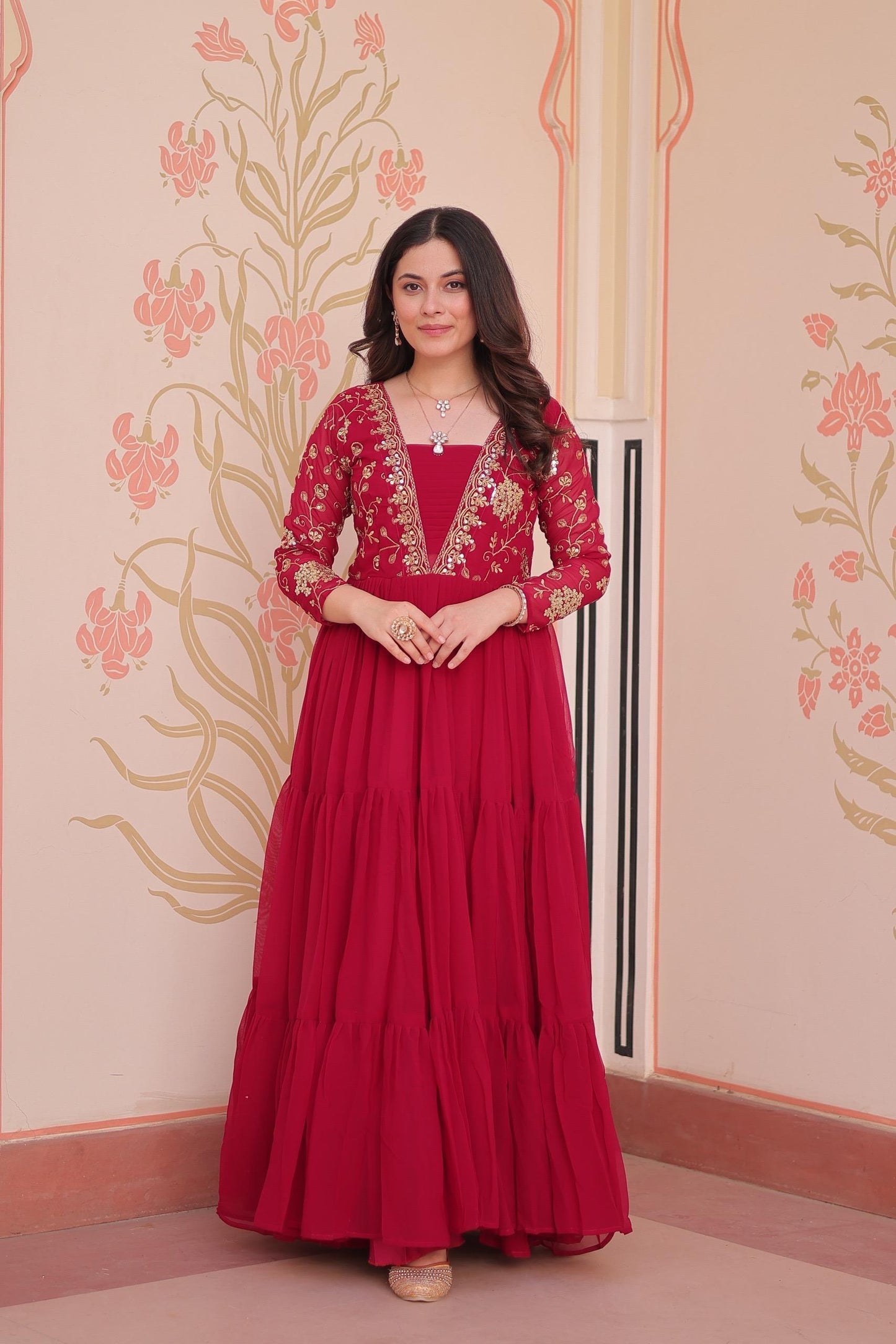 Georgette  Embroidery Gown