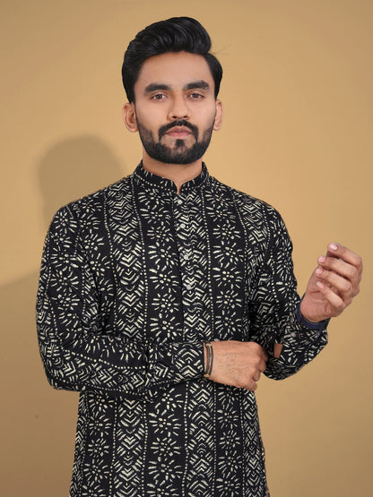 Men's Printed Cotton Kurta