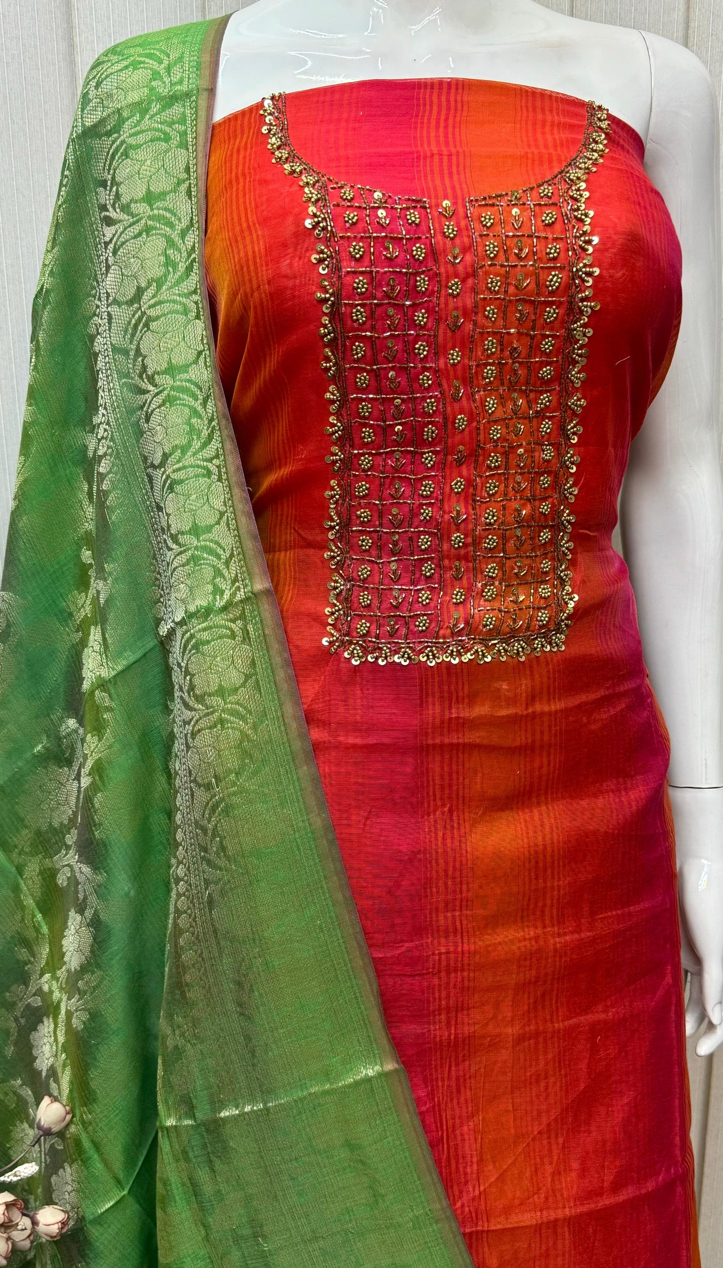 Raw Silk Embroidery Dress materials