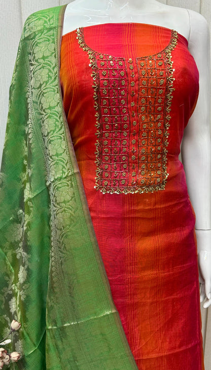 Raw Silk Embroidery Dress materials
