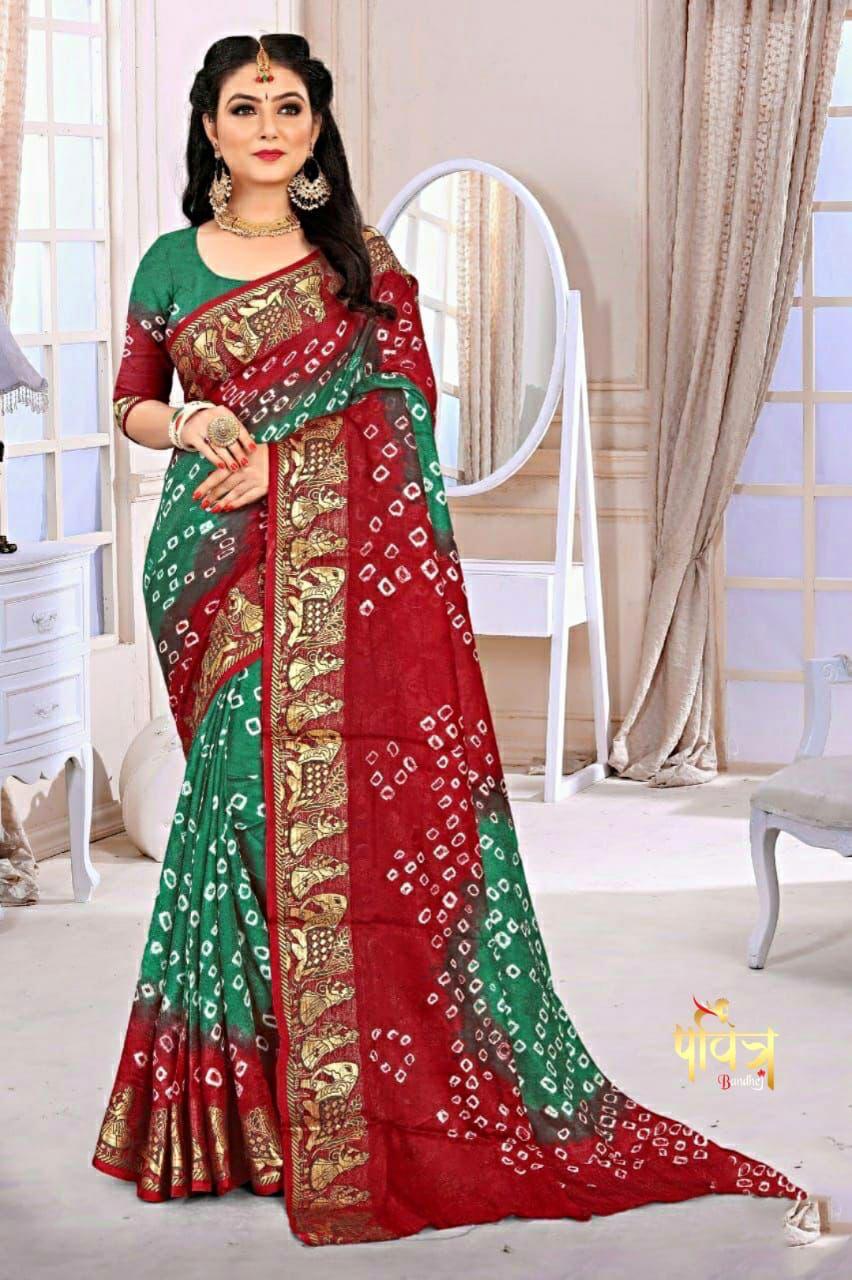 Bandhani Cotton Silk Sarees
