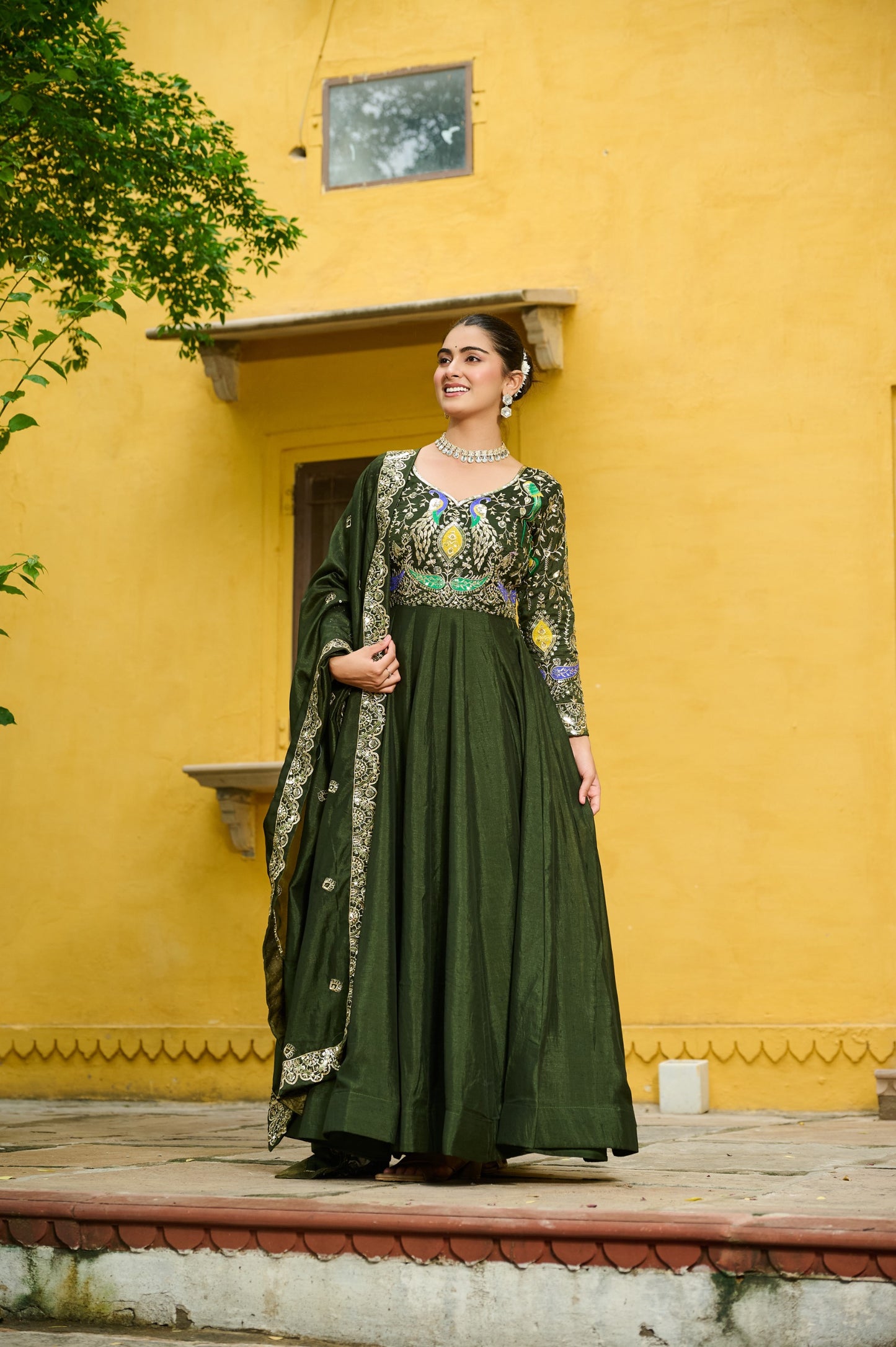 Georgette Silk Gown With Dupatta