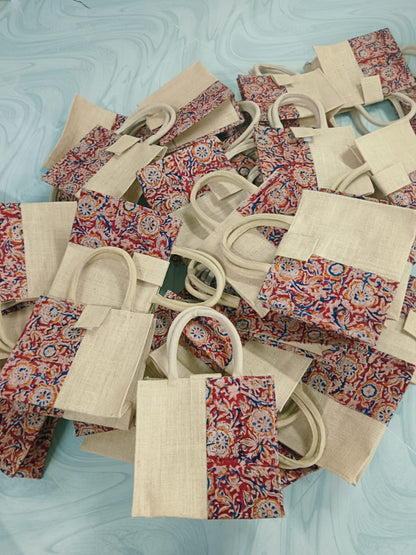 Jute Kalamkari bags set of 10
