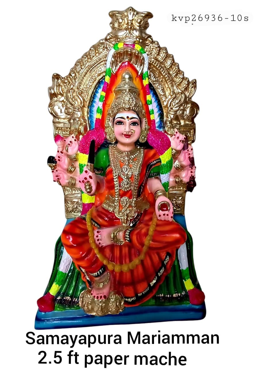 Colorful Samayapura Mariamman doll statue with intricate details 