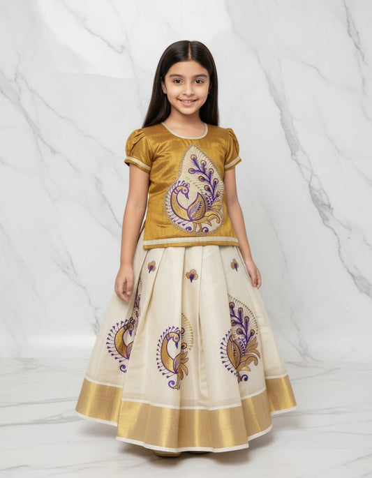 Girls Semi Silk Skirt Blouse