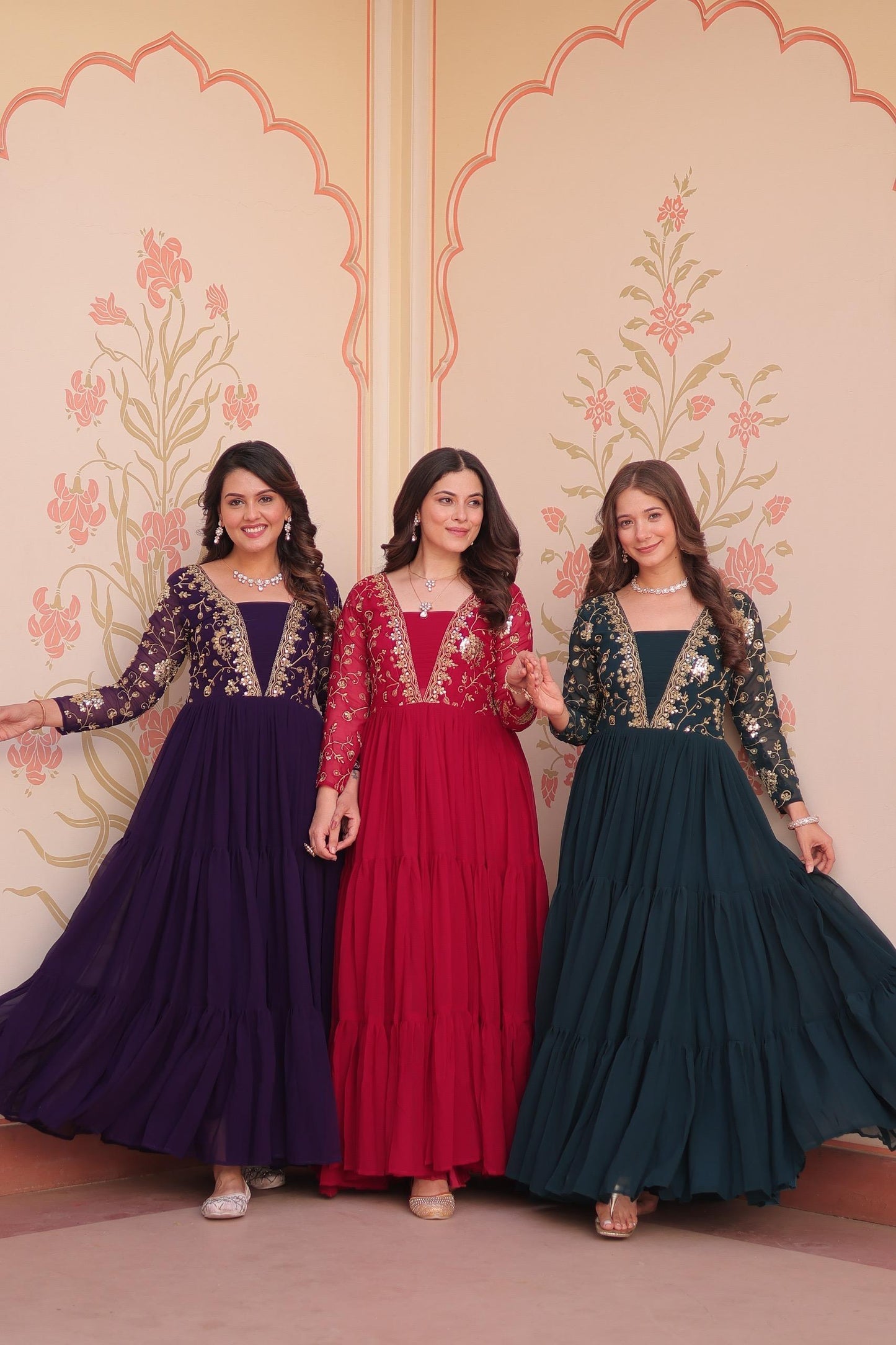 Georgette  Embroidery Gown