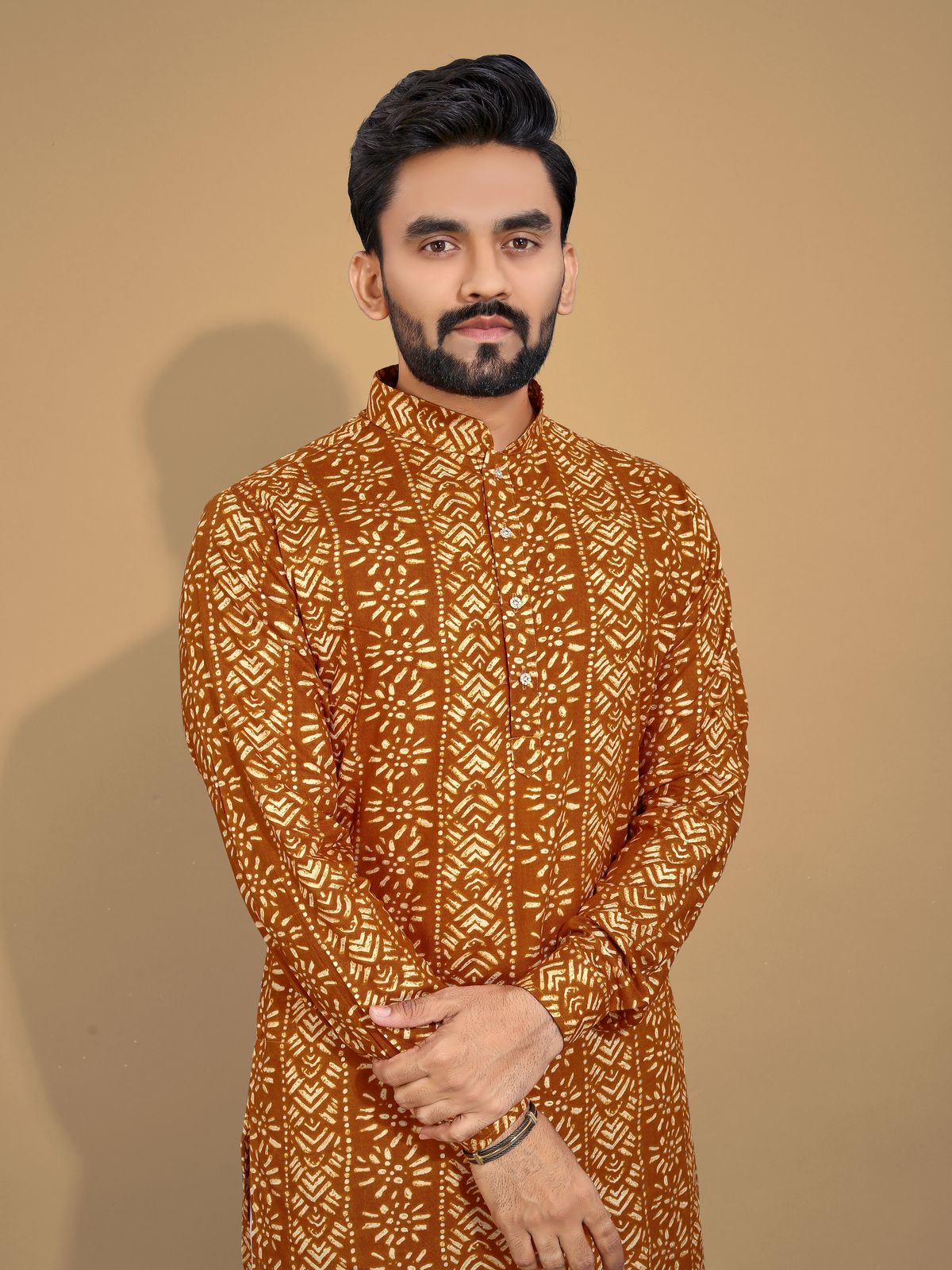 Men's Printed Cotton Kurta