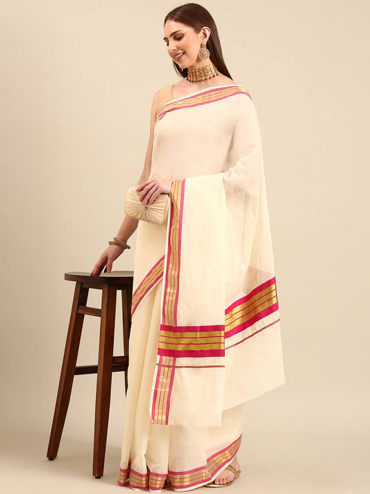 Kerala Kasavu Cotton Sarees