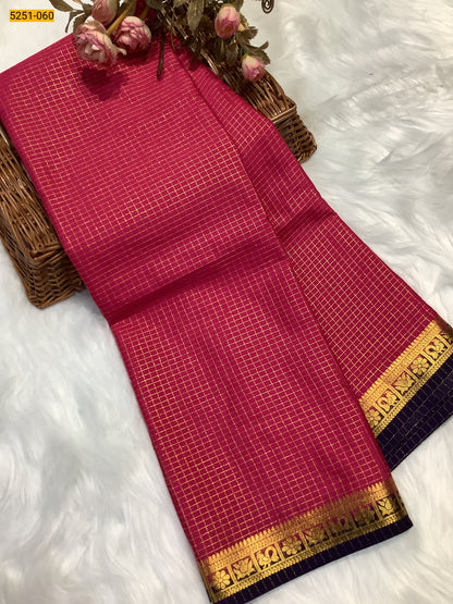 Semi Mysore Silk Checked Sarees