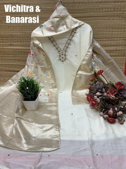 Raw Silk Embroidery Dress materials