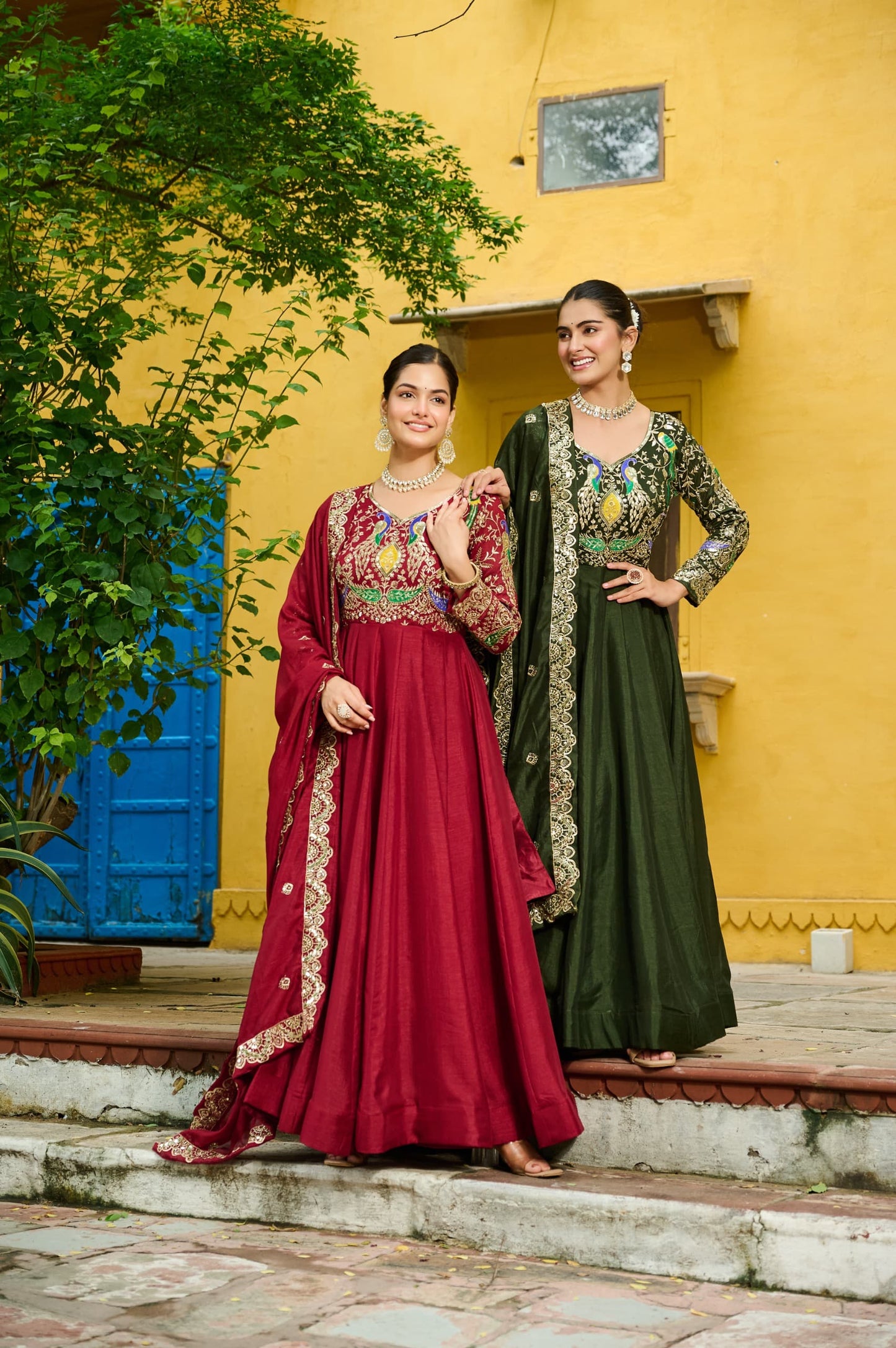 Georgette Silk Gown With Dupatta