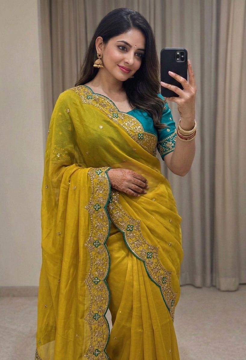 Georgette Saree With Embroidery Blouse