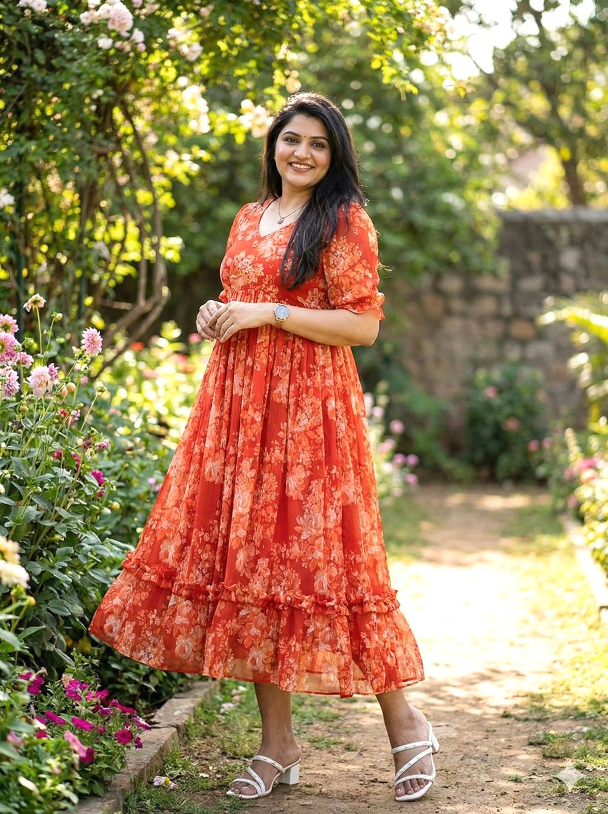 Georgette Digital Print Gown