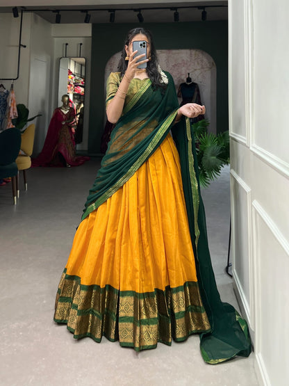 Kanjivaram Silk Lehenga Set with Georgotte dupatta