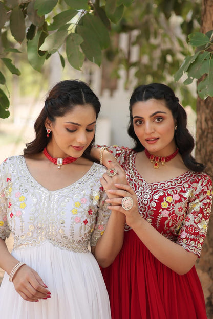 Georgette  Embroidery Gown