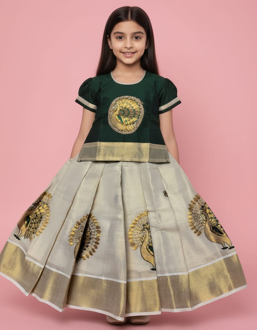 Girls Semi Silk Skirt Blouse