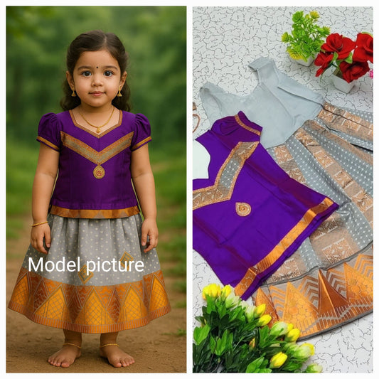 Girls Semi Silk Skirt Blouse