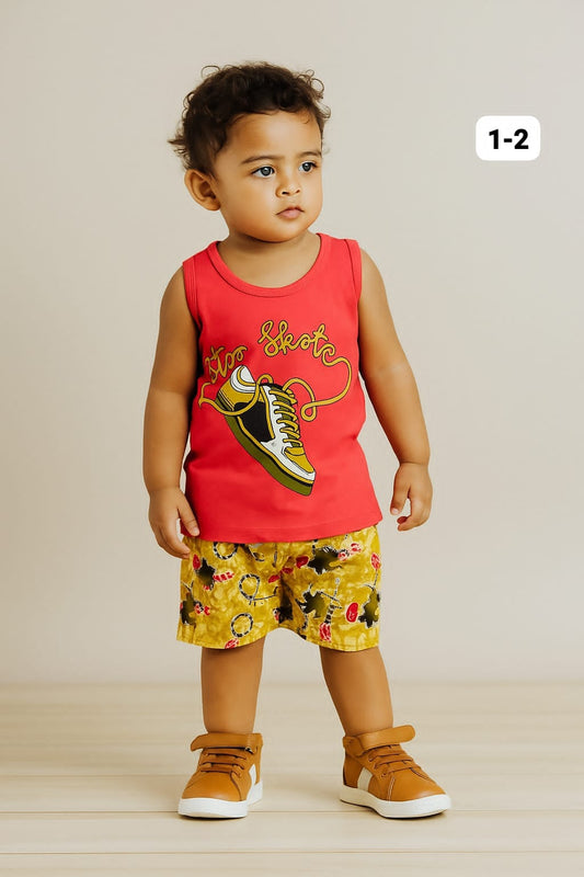 Boys Sleeveless Cotton T-shirts and Shorts