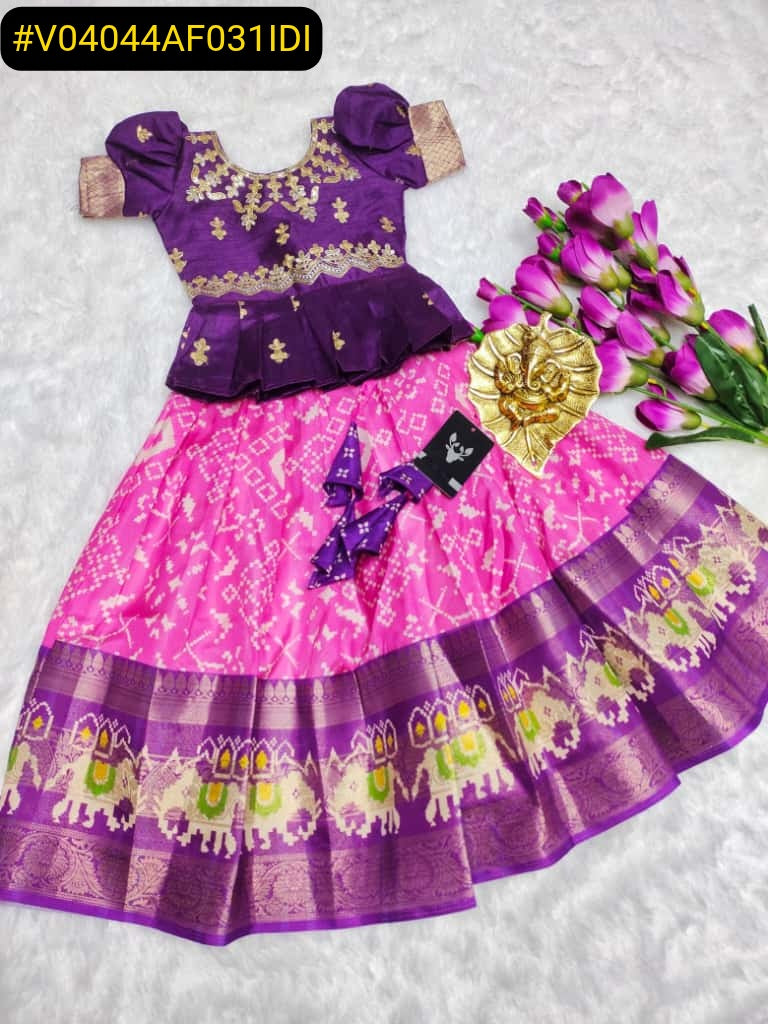 Girls Readymade Raw Silk Lehenga Blouse