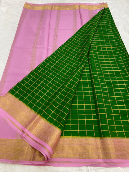 Checked Pure Mysore Silk Sarees