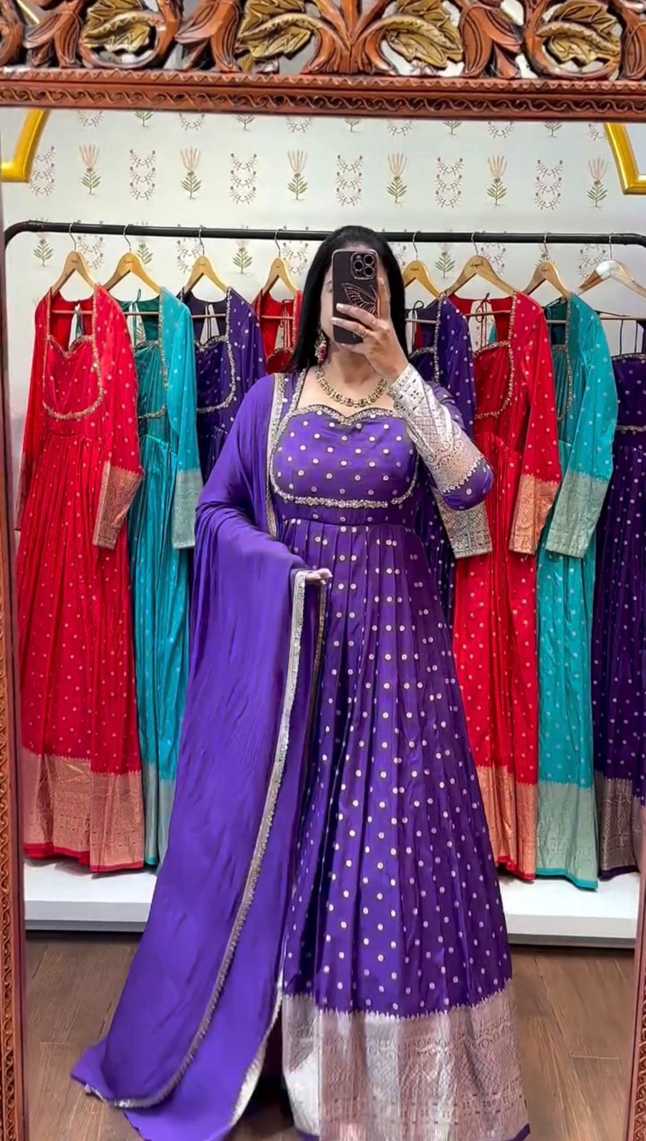 Georgette Silk Gown With Dupatta