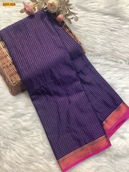 Semi Mysore Silk Checked Sarees