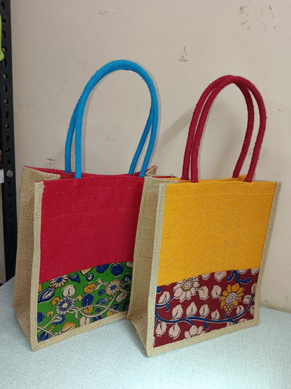 Multipurpose Kalamkari Jute Bags set of 8