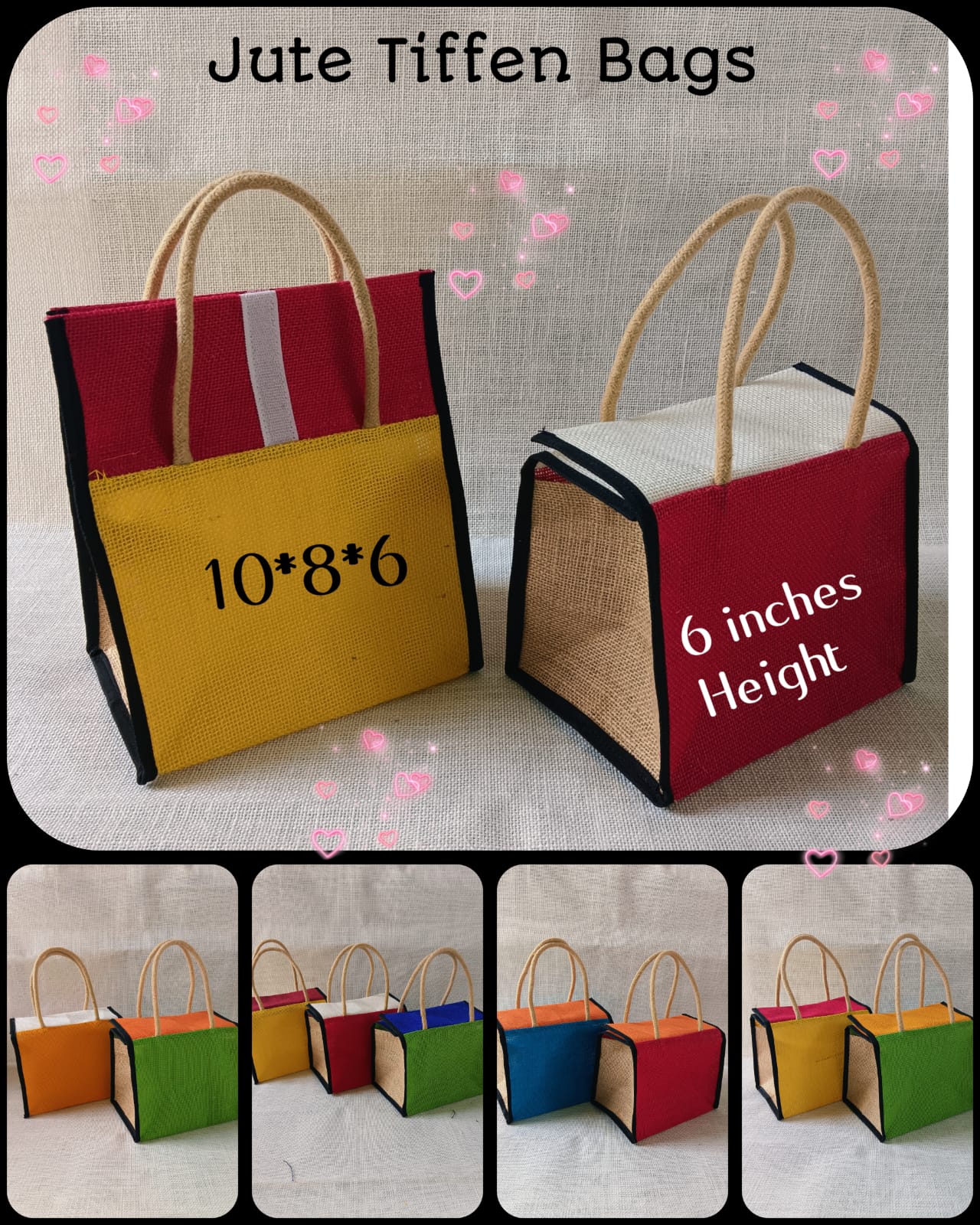 Jute Lunch Bags set of 8