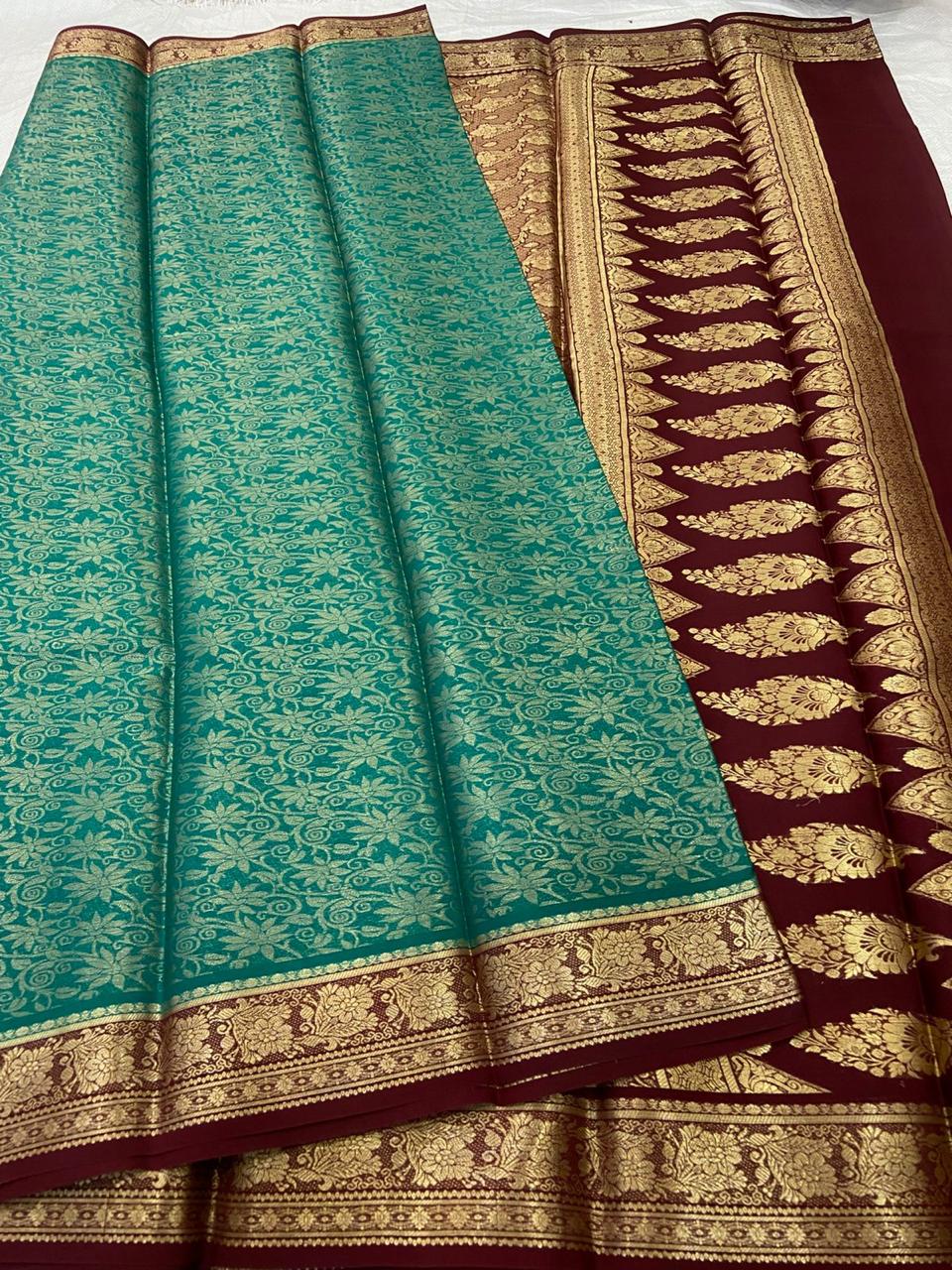 Brocade Pure Mysore Silk Sarees