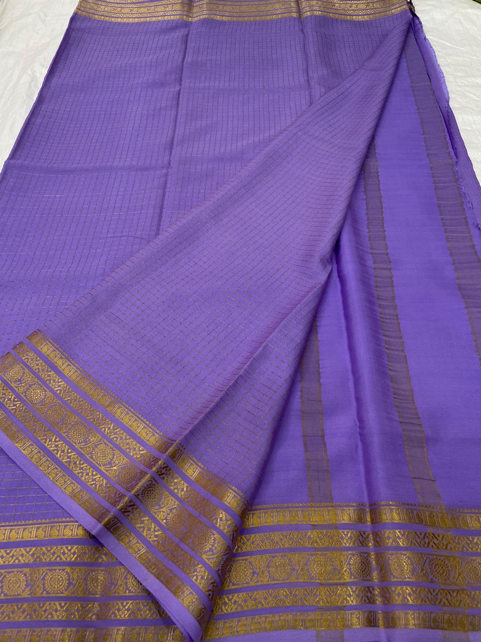Checked Pure Mysore Silk Sarees