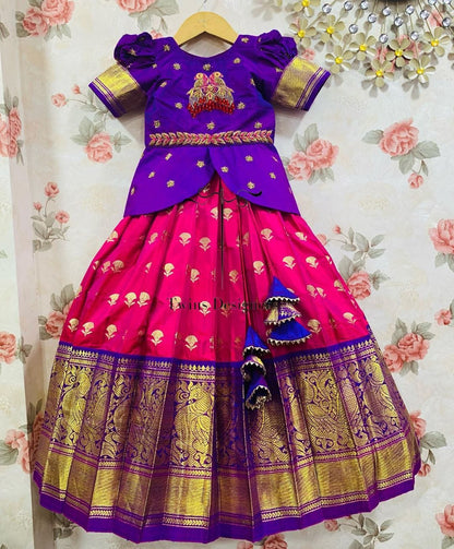 Girls Readymade Raw Silk Lehenga Blouse