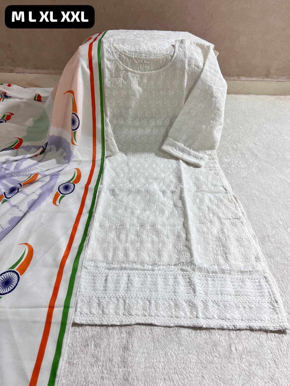 Tiranga Cotton Kurti Dupatta