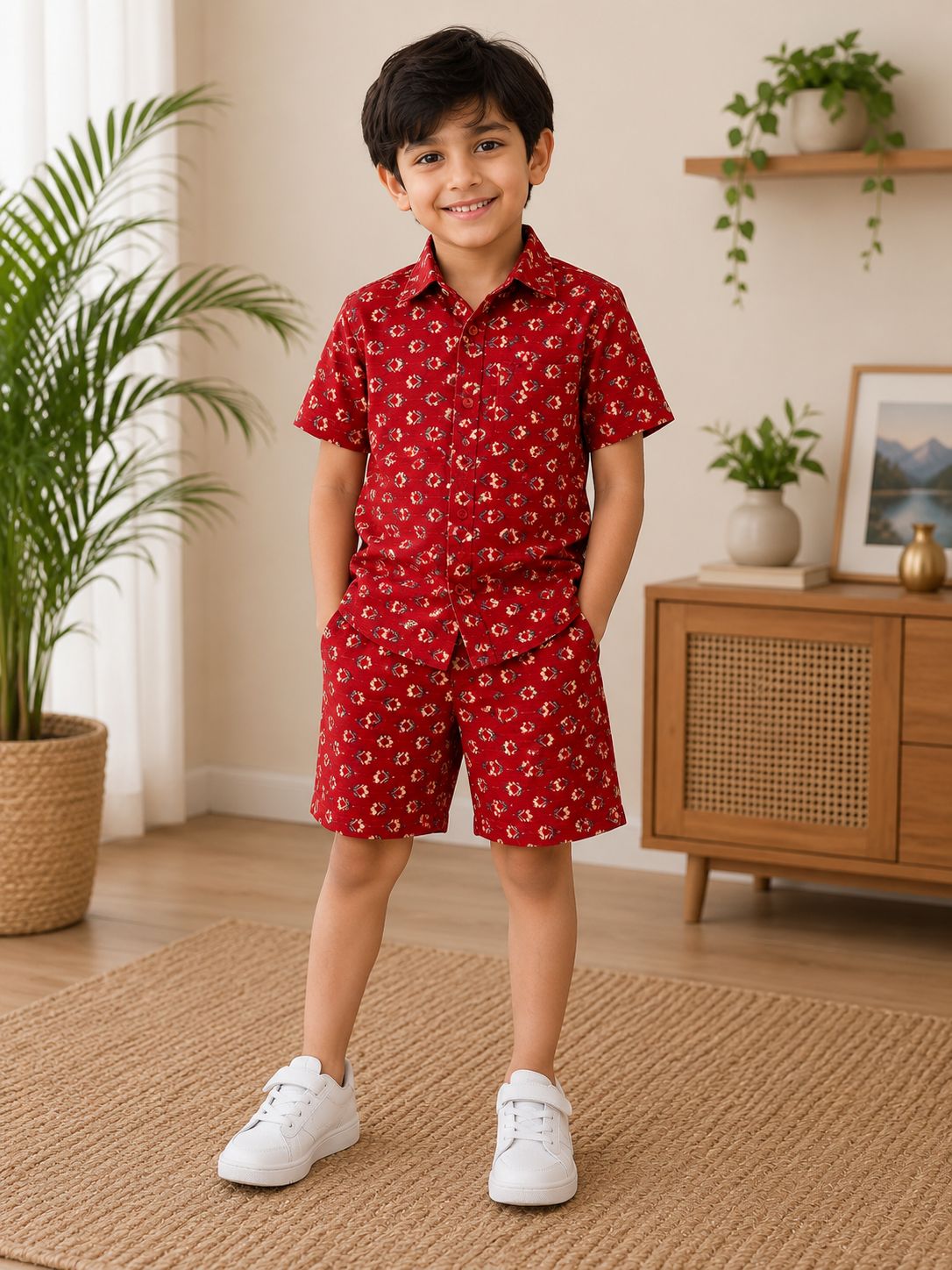 Boys Half Sleeve Cotton Shirts and Shorts Sets