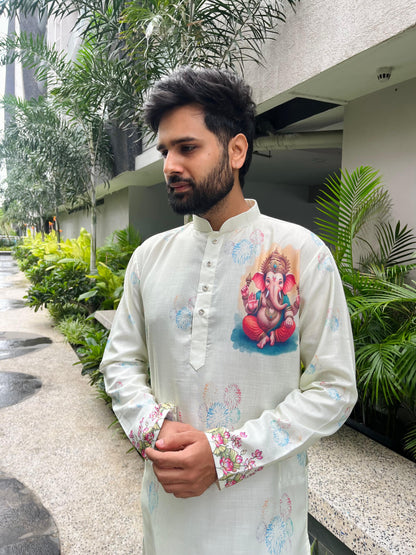Ganpati  Printed Men's  Kurta