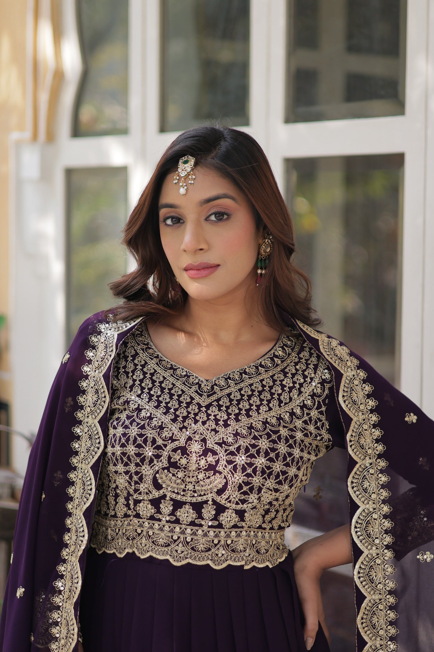 Georgette Silk Gown With Dupatta