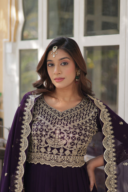 Georgette Silk Gown With Dupatta