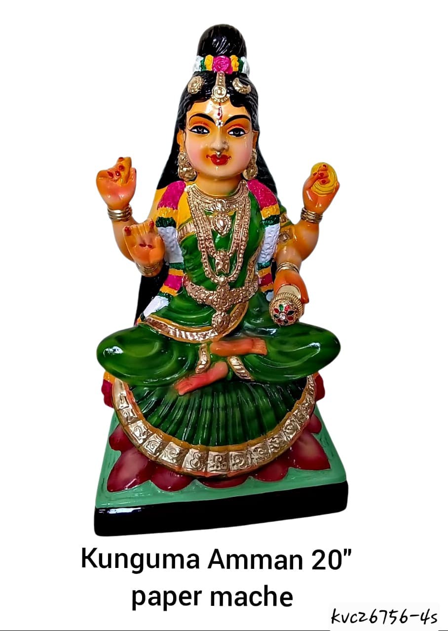 Colorful paper mache statue of Kunguma Amman Golu doll - New Arrivals 2026