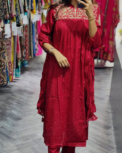Rayon Embroidery Anarkali Kurti Sets