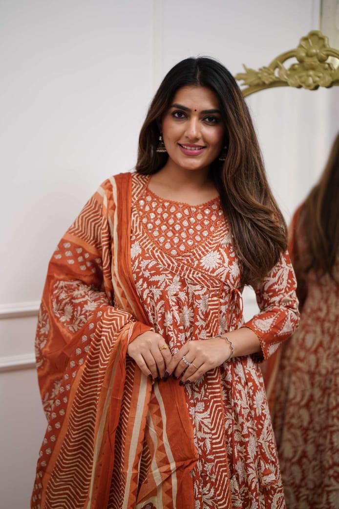 Rayon Embroidery Anarkali Kurti Sets