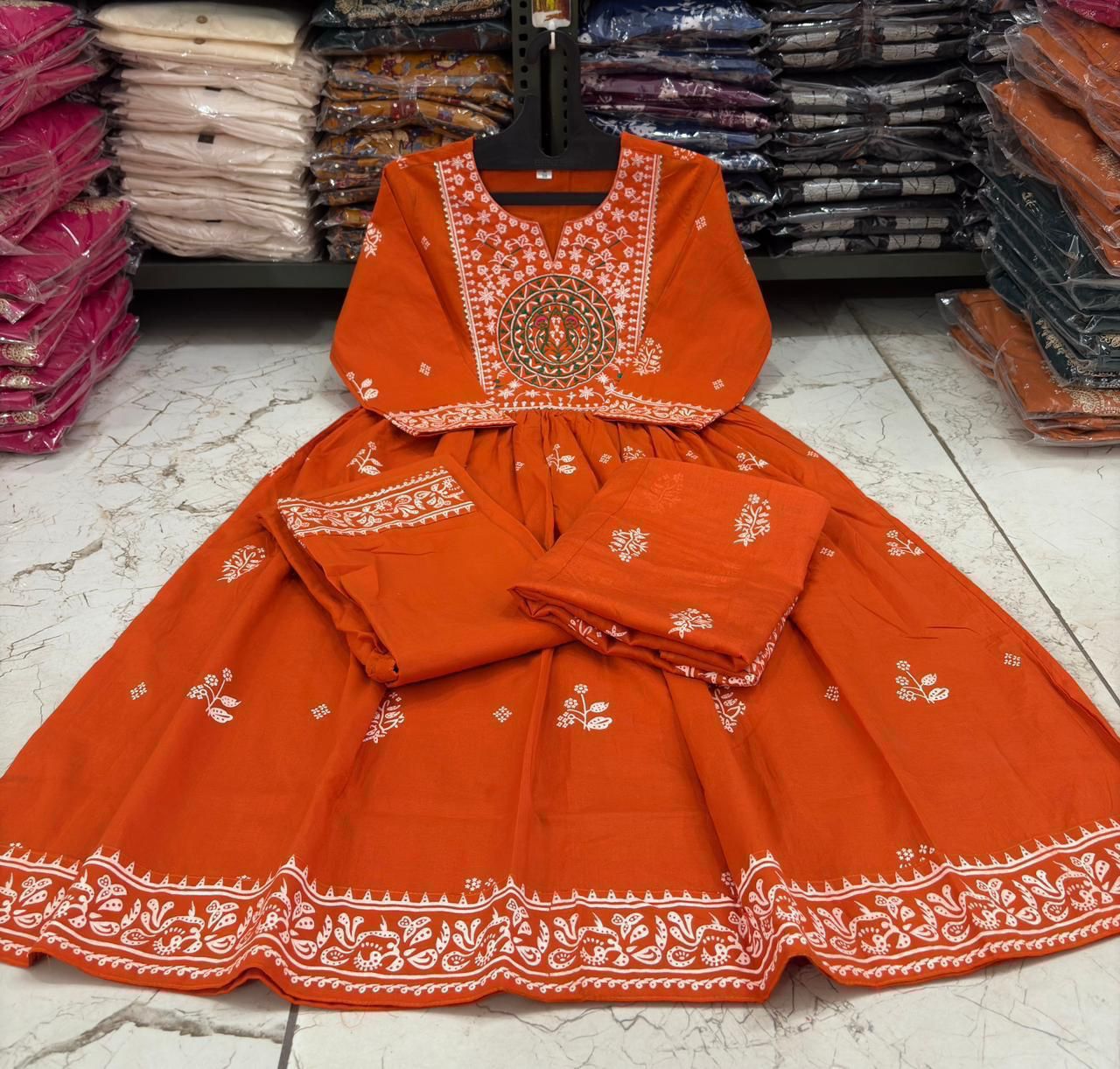 Rayon Embroidery Anarkali Kurti Sets