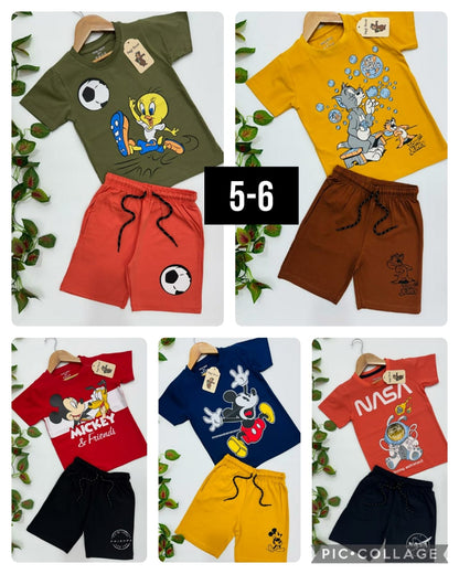 Boys Half Sleeve Cotton T Shirt and Shorts Sets
