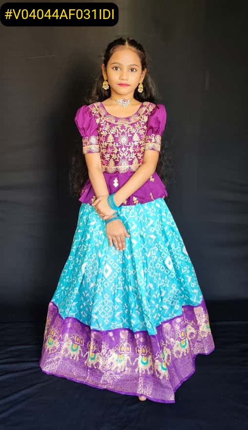 Girls Readymade Raw Silk Lehenga Blouse