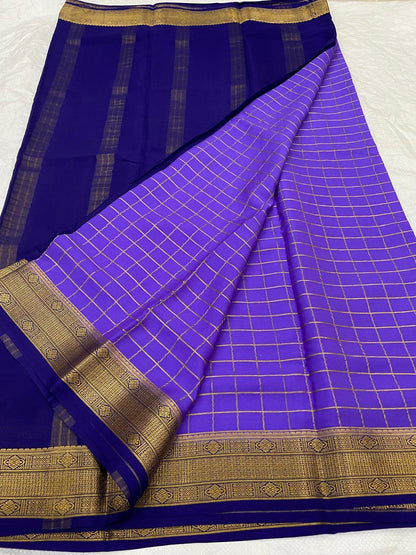 Checked Pure Mysore Silk Sarees