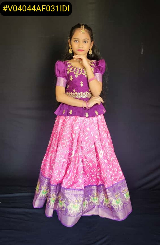 Girls Readymade Raw Silk Lehenga Blouse