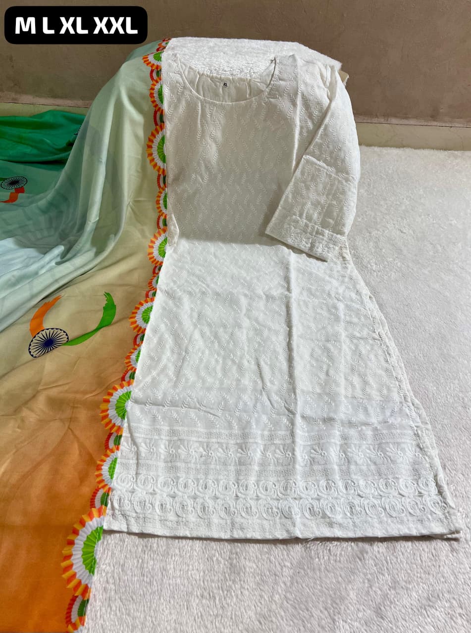 Tiranga Cotton Kurti Dupatta