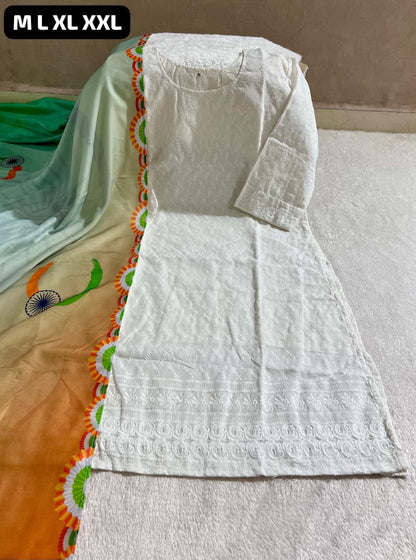 Tiranga Cotton Kurti Dupatta