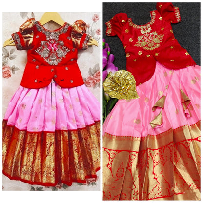 Girls Readymade Raw Silk Lehenga Blouse