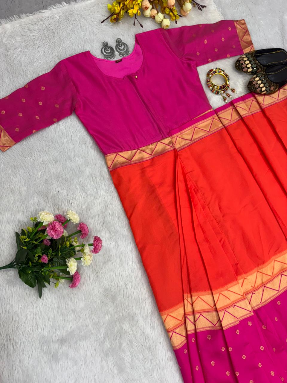 Readymade Sarees Zip Gown Model