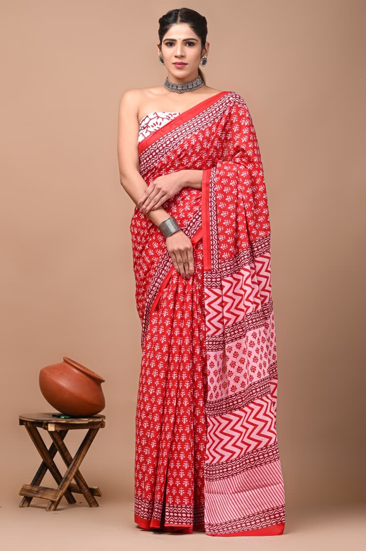 Cotton Mul Mul Sarees with Blouse