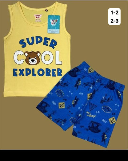 Boys Sleeveless Cotton T-shirts and Shorts